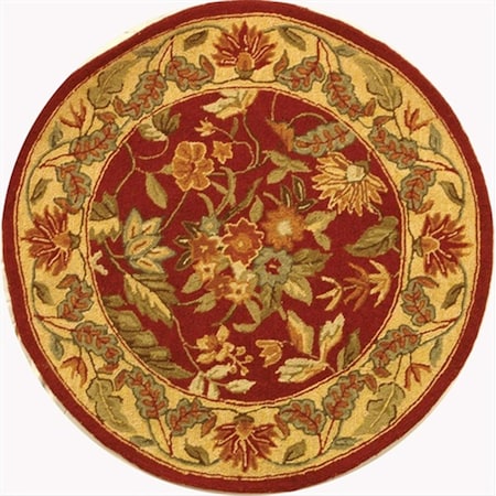 Safavieh 3 ft. x 3 ft. Round, Country and Floral Chelsea Red Hand Hooked Rug HK141C-3R
